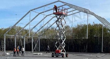 Comienzan a instalar campamento para repatriados en el Polyfórum La Fe