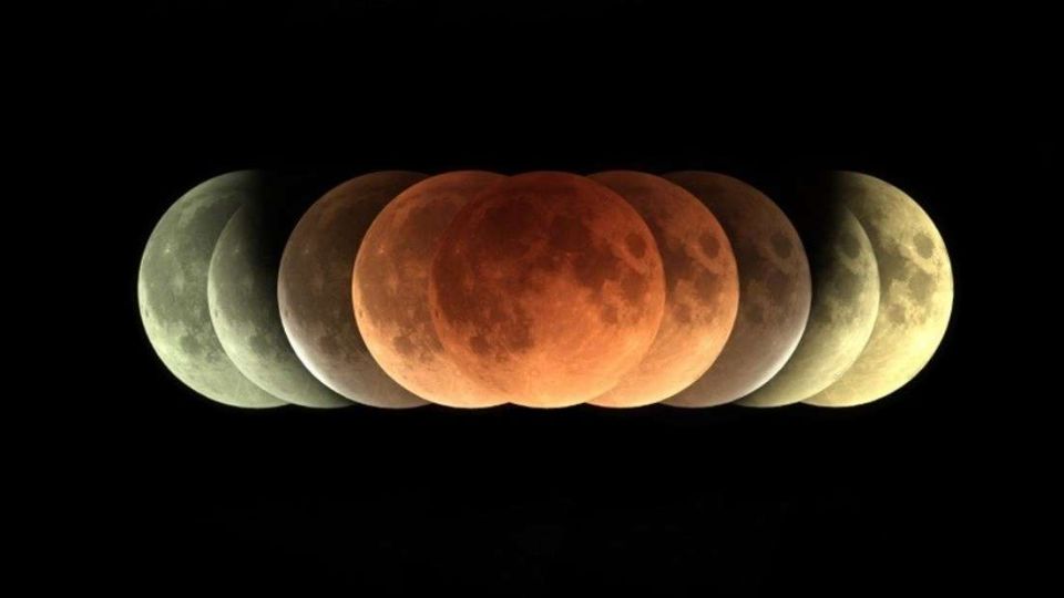 Fases del eclipse de la 'luna de sangre'.