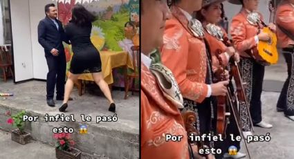 VIDEO: "¿Cantamos?" Hombre recibe pastelazo por infiel frente a los Mariachis