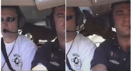 (VIDEO) ¡Parece que vuela! Perrito flota por unos segundos  por un descuido adentro de una avioneta