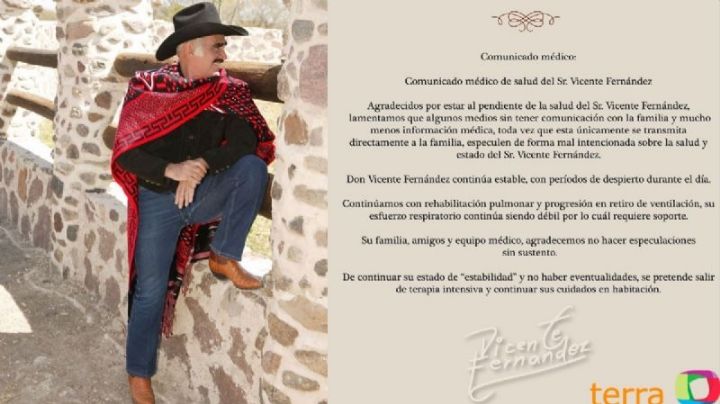 Vicente Fernández esta mostrando mejorías; podría salir de terapia intensiva.