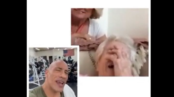 "La Roca" con corazón de pollo: Le canta las mañanitas a abuelita de 102 años