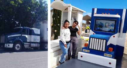 Le cumplen a su papá camionero y le construyen réplica de su trailer en la tumba