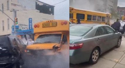 VIDEOS: Sujeto roba autobús escolar y provoca múltiples choques tras persecución