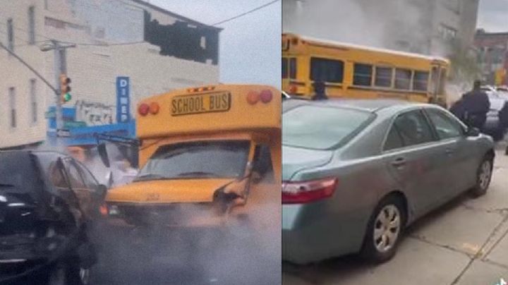 VIDEOS: Sujeto roba autobús escolar y provoca múltiples choques tras persecución