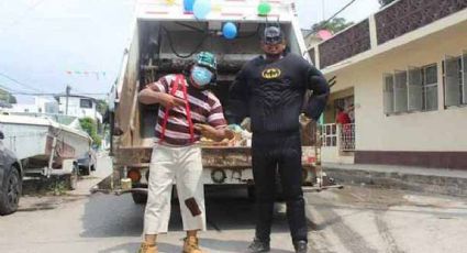 ¡Celebran el Día del niño! Recolectores de basura se disfrazan para trabajar