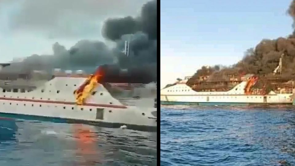 Las personas a bordo se vieron obligadas a tirarse al mar para salvar sus vidas.