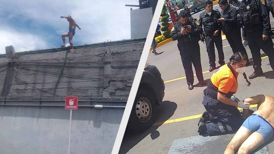 El hombre saltó desde la barda pero la altura era considerable