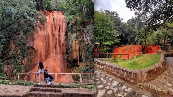 Se pintan de rojo cascadas de El Salto en Nuevo León tras intensas lluvias
