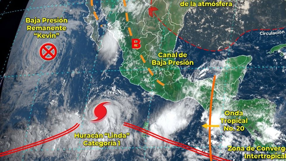 Según información del Servicio Meteorológico Nacional hoy jueves Linda se intensificó a huracán categoría 1.