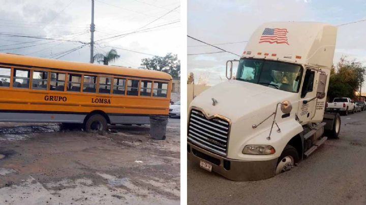 Atrapan socavones a camiones: uno tenía un día de haber sido "reparado"