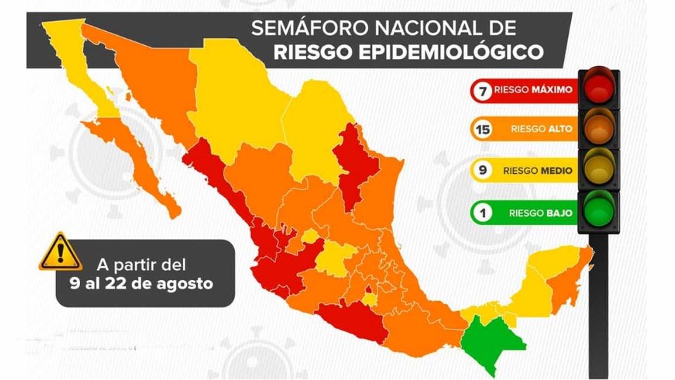 Varios estados del país pasaron de amarillo a naranja; Nuevo León en rojo