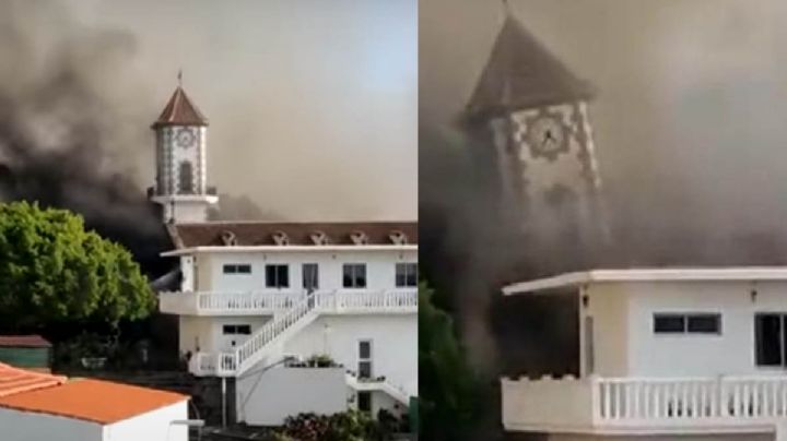 IMPRESIONANTE VIDEO: Lava derriba Iglesia de Todoque en la isla La Palma