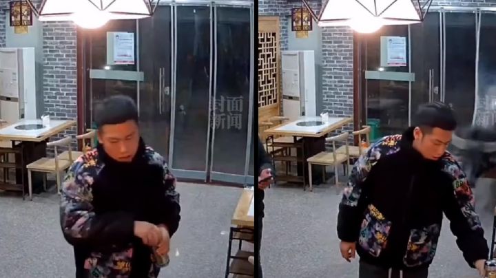 VIDEO: Un búfalo irrumpe restaurante y lanza al dueño por los aires