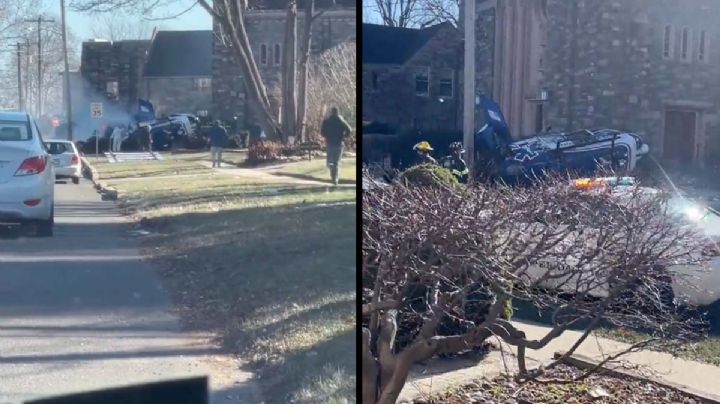 VIDEO: Helicóptero médico se estrella junto a una iglesia; llevaba 4 personas a bordo