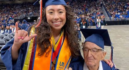 Se gradúan de la universidad nieta y su abuelito, quien tiene una enfermedad terminal