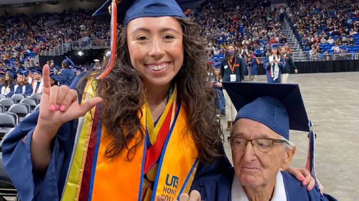 Se gradúan de la universidad nieta y su abuelito, quien tiene una enfermedad terminal