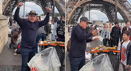 Elotero pone su puesto callejero abajo de la Torre Eiffel y es la sensación en Paris