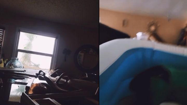 Huracán Ian: mujer se graba flotando en piscina inflable dentro de su casa | VIDEO