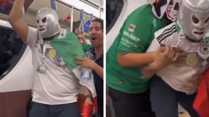 ¡Lucha libre en el metro de Qatar! Mexicanos dan espectáculo 'gratis' | VIDEO