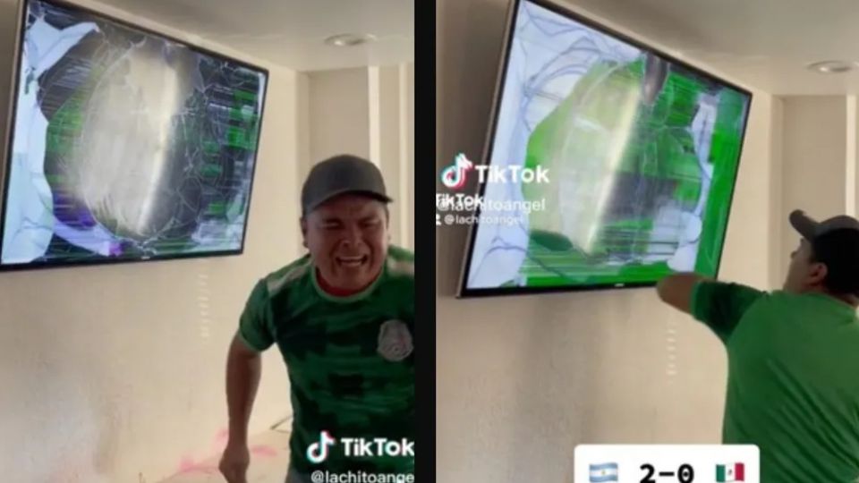 Con un gran berrinche, un aficionado mexicano desquitó su frustración contra su pantalla plana