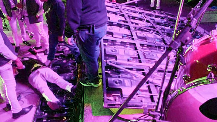 Aplasta pantalla gigante a músicos de la Banda 3 Ríos | VIDEO