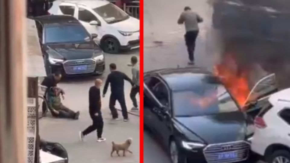 De una manera inexplicable, el conductor se inmola en fuego, corriendo por las calles y tratando de apagarse