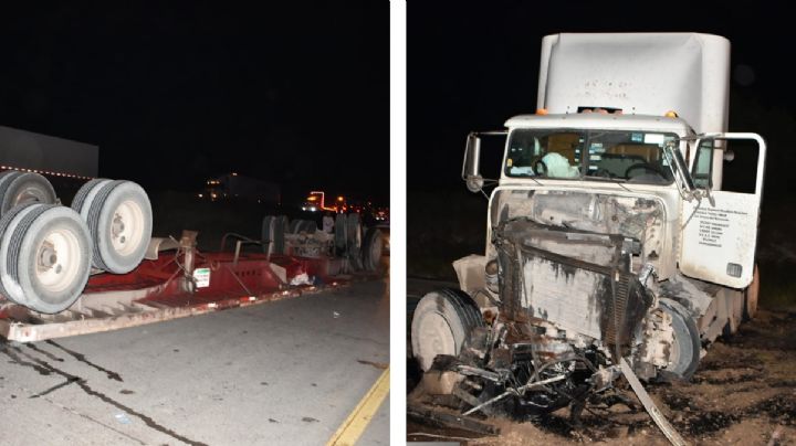 MEX 2: Le sale volando carga de rollos de metal a tráiler doble remolque y aplasta a otro camión
