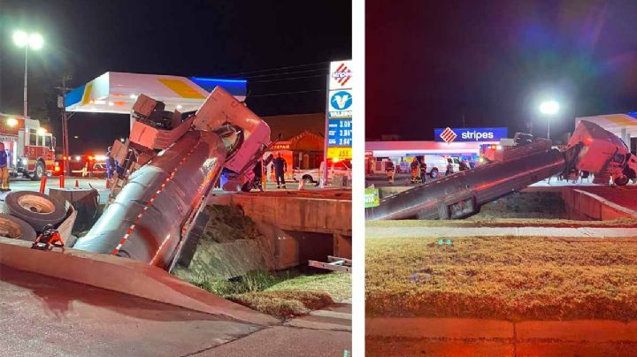 Le falla cálculo a conductor y vuelca su camión cisterna en un canal; se derrama sustancia química