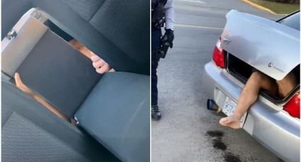 Mujer descubre a hombre desnudo en la cajuela de su auto; llevaba tres días dentro