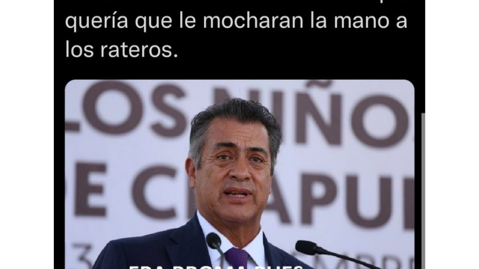 Comparten graciosas imágenes sobre Jaime Rodríguez, ex gobernador de Nuevo León