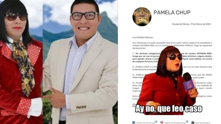 Pamela Chup oficial se deslinda de los crímenes de abuso cometidos por su imitador Esteban Rios.