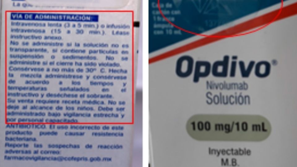 La dependencia federal emitió una alerta sanitaria para un lote del medicamento Opdivo, el cual debe ser verificado antes de administrarse