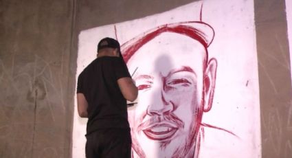 Realizan mural de Residente con sangre humana