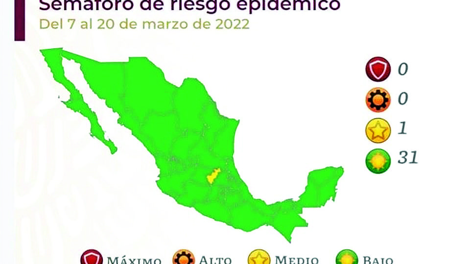 La Secretaría de Salud estableció que 31 entidades estarán en verde y sólo Querétaro en amarillo