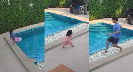 Pequeña heroína: Niña salva a su hermanita de morir ahogada en una piscina