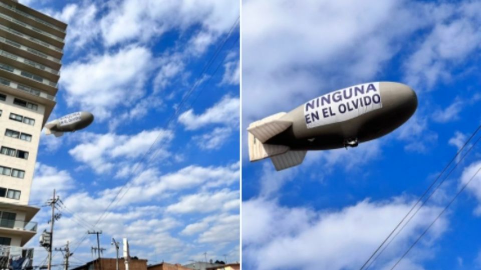 A unas horas de la conmemoración del Día Internacional de la Mujer, un Zeppelin fue visto volando sobre el cielo de la capital con consigna en contra del feminicidio