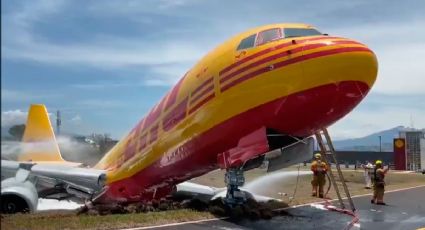 VIDEO: Avión de DHL aterriza de emergencia y se parte en dos