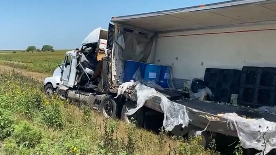 El tráiler no contaba con permisos para transportar animales muertos