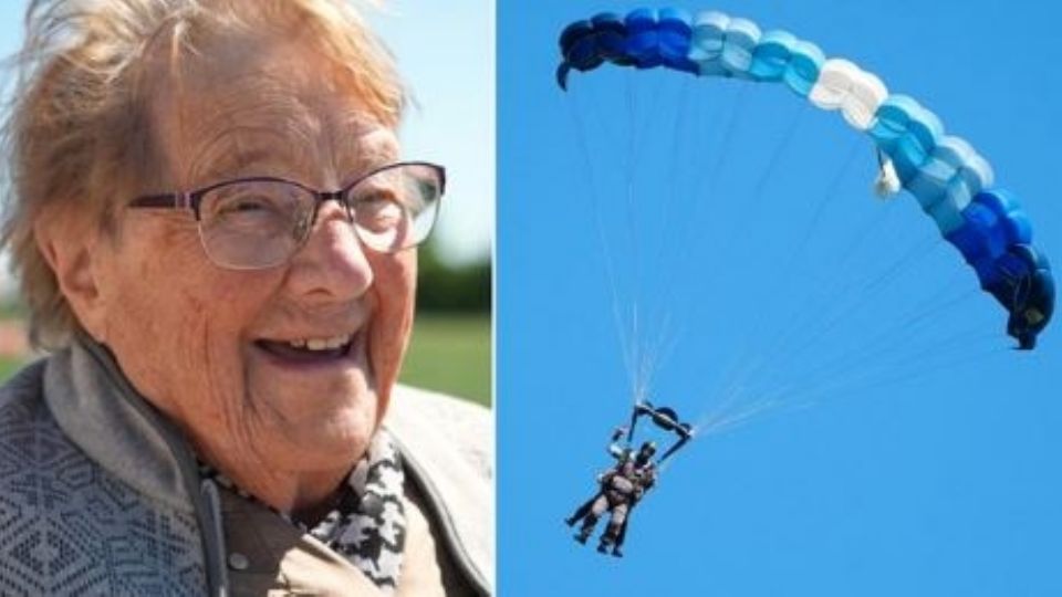 Pese a su edad, la mujer mayor realizó el salto, demostrando la valentía de los ancianos frente a este tipo de retos
