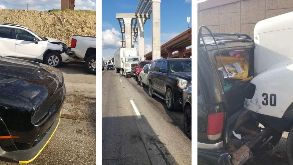 Un tracto camión golpeó un auto en la luz roja del semáforo, este coche hizo lo propio con el de adelante suyo y así hasta sumar un total de 16 vehículos involucrados.