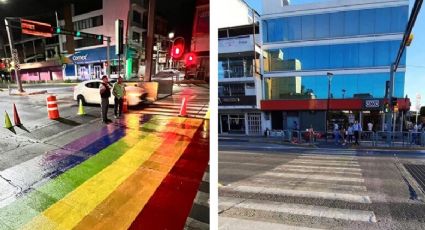 Ni cinco días duró: Gobierno de Guanajuato borra paso arcoíris pintado por la comunidad LGBTTTI+