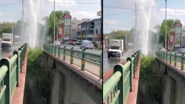 VIDEO: Reportan mega fuga de agua en Monterrey