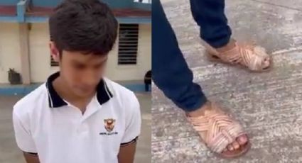 Niño se burló de los tenis de su compañero y papá lo hizo ir en chanclas a la escuela VIDEO