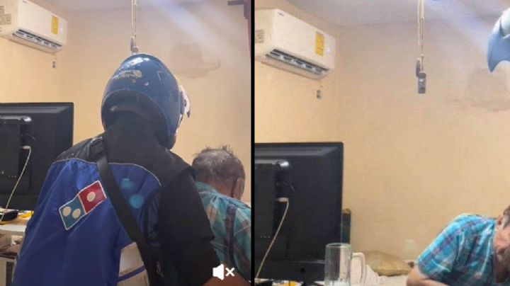 VIDEO: Abuelito pide una pizza para que repartidor lo ayude a recostarse