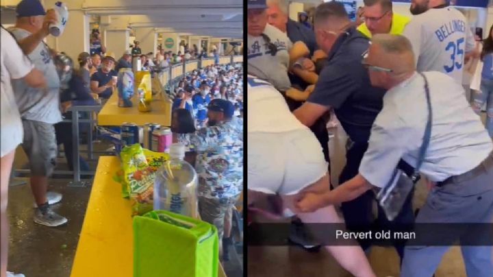 Pervertido manosea a mujer durante pelea entre aficionadas de Dodgers