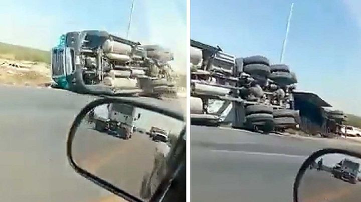 VIDEO La mala: volcadura de tráiler por la ciudad deportiva; la buena: no hubo rapiña