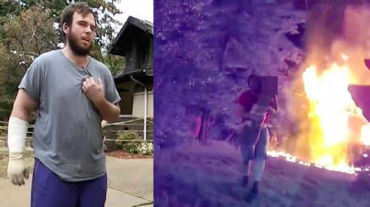 ¡Héroe! Joven de 25 años salvó a 5 niños de una casa en llamas; no le importó salir lesionado VIDEO