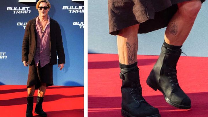 Brad Pitt enseña los popotitos: llega con falda a alfombra roja y causa revuelo