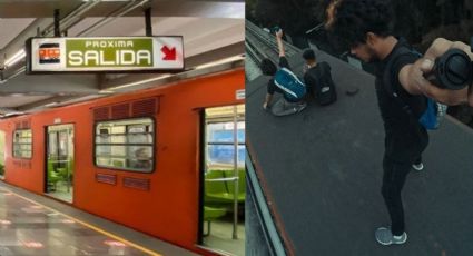 VIDEO: Jóvenes "surfean" sobre Metro de la CDMX y arriesgan su vida